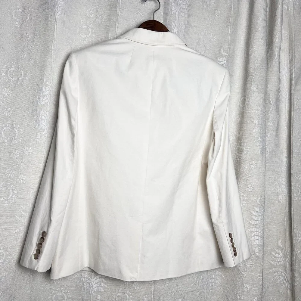 J. Crew relaxed patch-pocket blazer cotton linen oversized suit jacket white